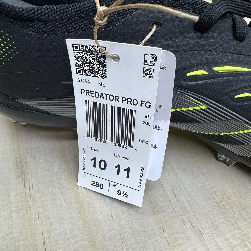 NEW Adidas Predator Pro Firm Ground Soccer Cleats Black Mens Size 10 JI1197